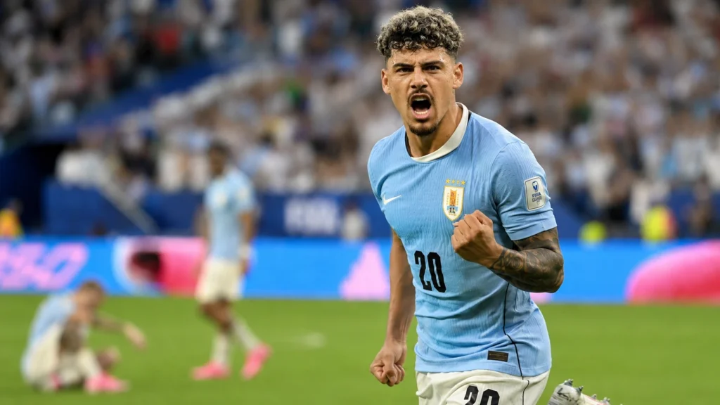 Maxi Araújo celebra el empate de Uruguay ante Arabia Saudita en el Mundial 2026