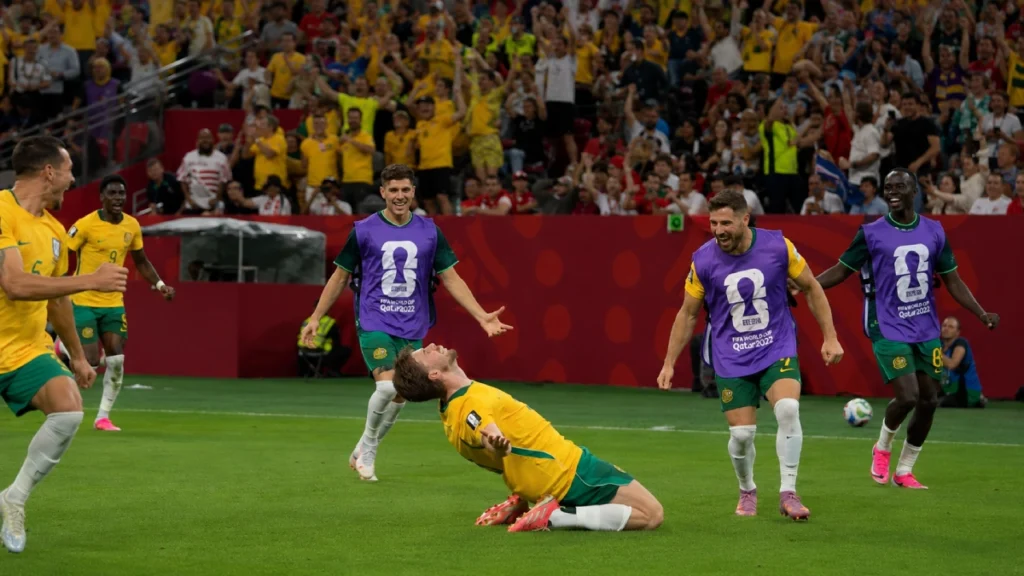 Jugadores de Australia celebran la victoria 2-0 ante Turquía en el Mundial 2026