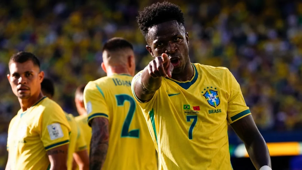 Vinícius Jr celebra el empate de Brasil ante Marruecos en el Mundial 2026
