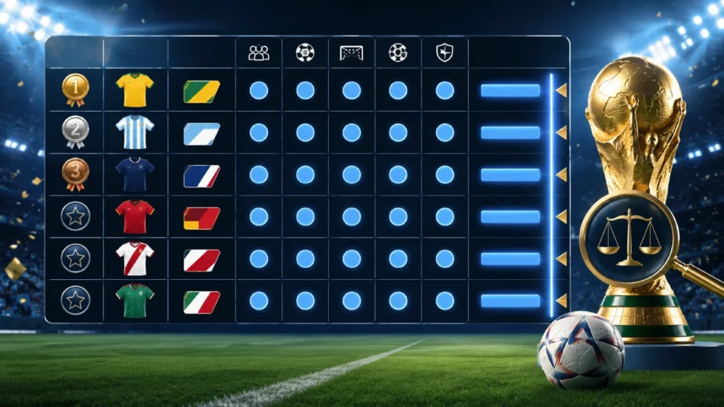 Tabla de posiciones del Mundial 2026 con equipos empatados en puntos