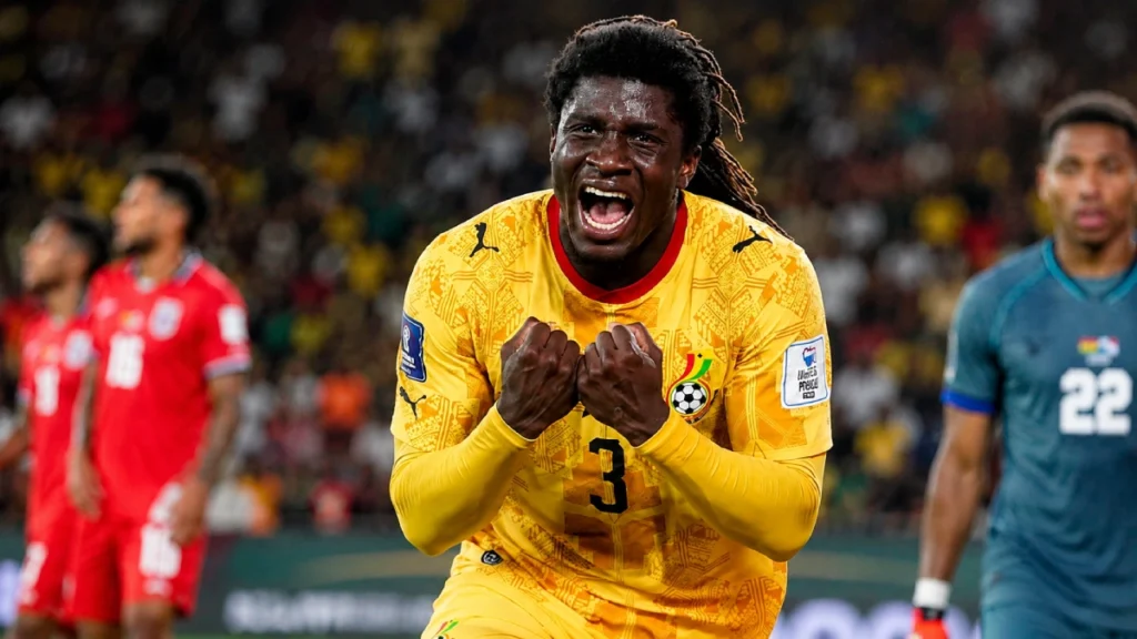 Caleb Yirenkyi celebra el gol agónico de Ghana ante Panamá en el Mundial 2026