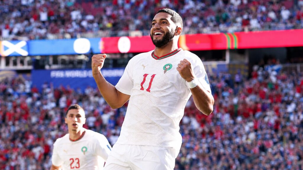 Ismael Saibari celebra el gol de Marruecos ante Escocia en el Mundial 2026