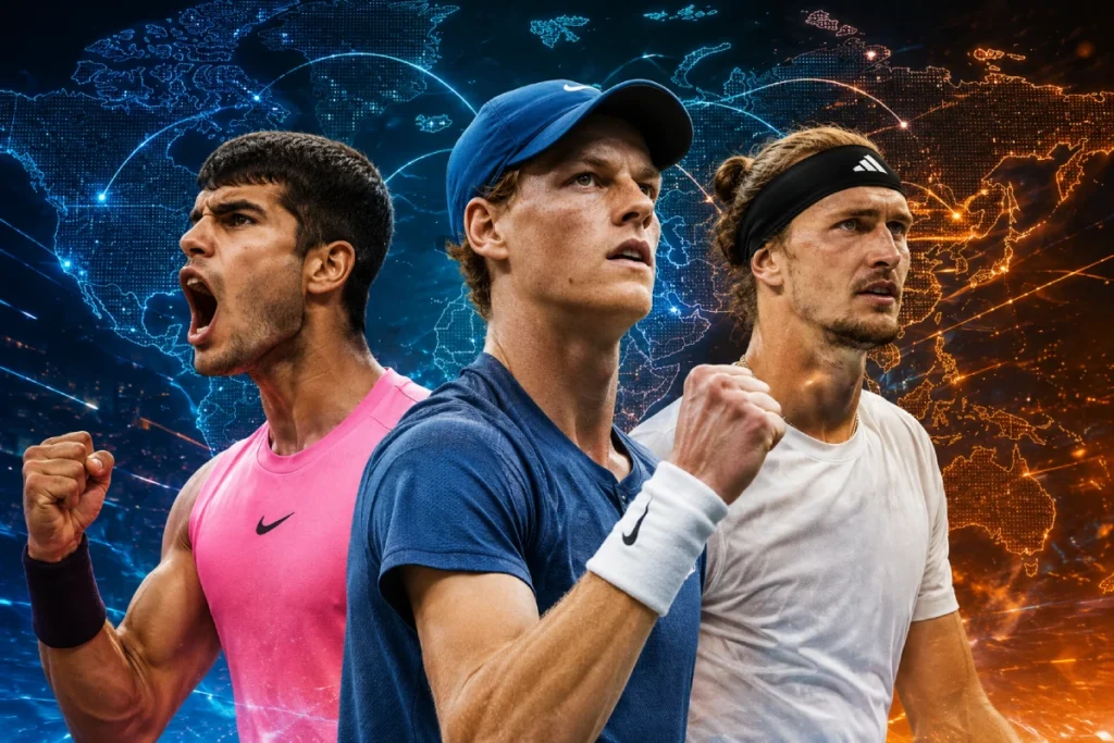 Sinner Alcaraz y Zverev como protagonistas del nuevo mapa del tenis ATP 2026