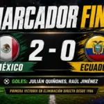 México derrotó 2-0 a Ecuador en el Estadio Azteca y avanzó a octavos del Mundial 2026 con goles de Quiñones y Jiménez.